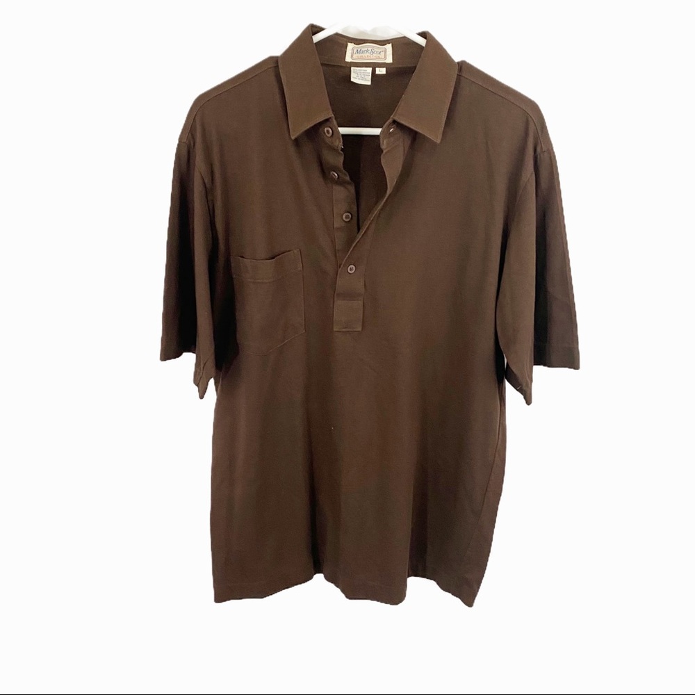 💋3/$20💋 VTG Mark Scot Solid Brown Polo Shirt